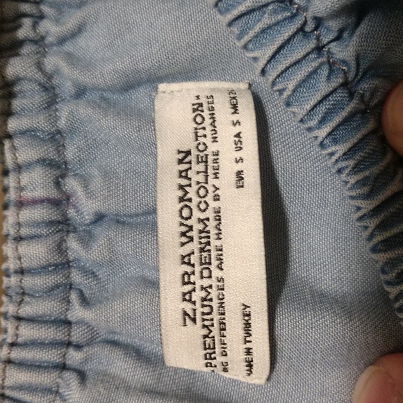 Zara Woman Premium Denim Chambray Off the Shoulder Mini Dress Size Small - Picture 6 of 9